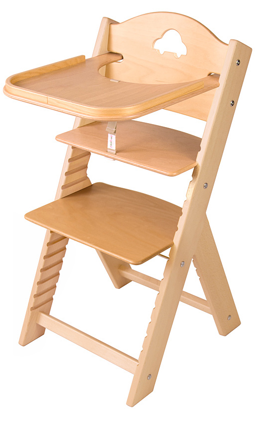 Dětská dřevěná jídelní židlička Sedees lakovaná s autíčkem - chytrá židle Sedees