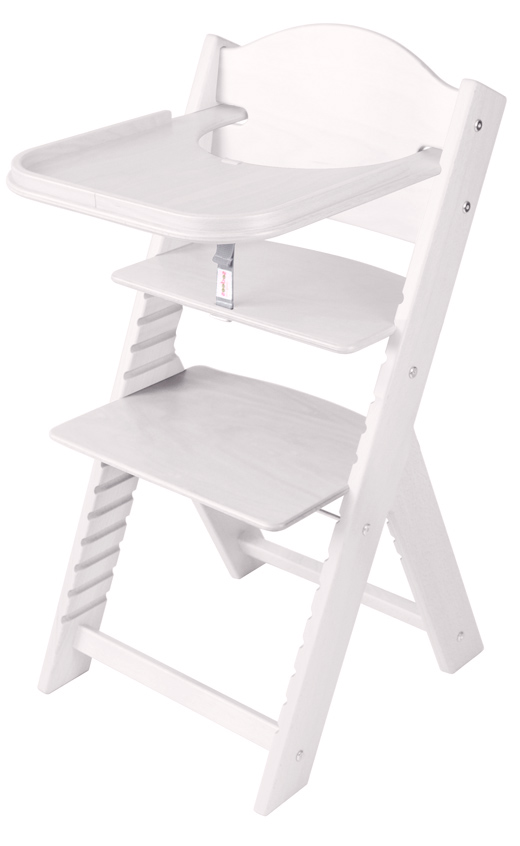 Dětská dřevěná jídelní židlička bílá mořená bez obrázku - chytrá židle Sedees